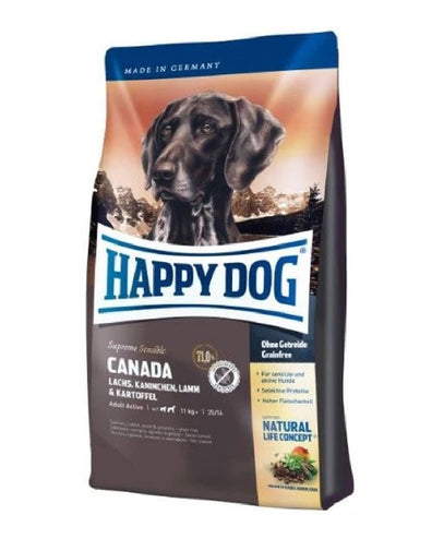 אוכל לכלבים פעילים הפי דוג ללא דגנים סנסיבל קנדה 12.5 ק